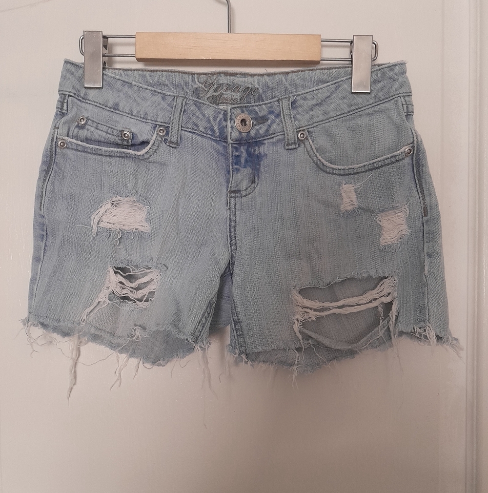 Garage Jeans Distressed Light Blue Denim Shorts